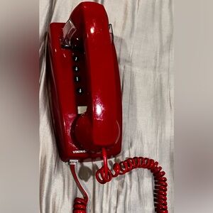 Red Wall-Mount Viking Corded Phone - Classic Retro Design